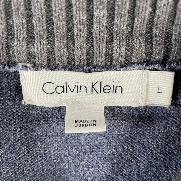 Calvin Klein Blue And Grey Cozy Cotton Quarter Zip Sweater - Picture 5 of 5